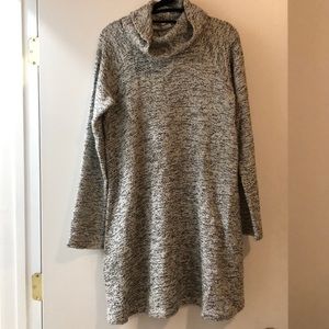 BCBG Cowlneck Grey Melange Sweater Dress